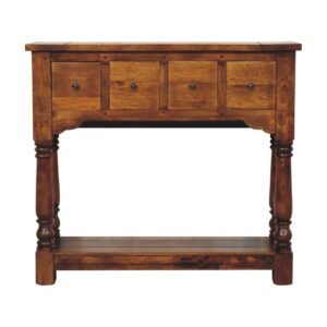 Stół z litego drewna mango – kasztanowy, 100 cm — model IN3305