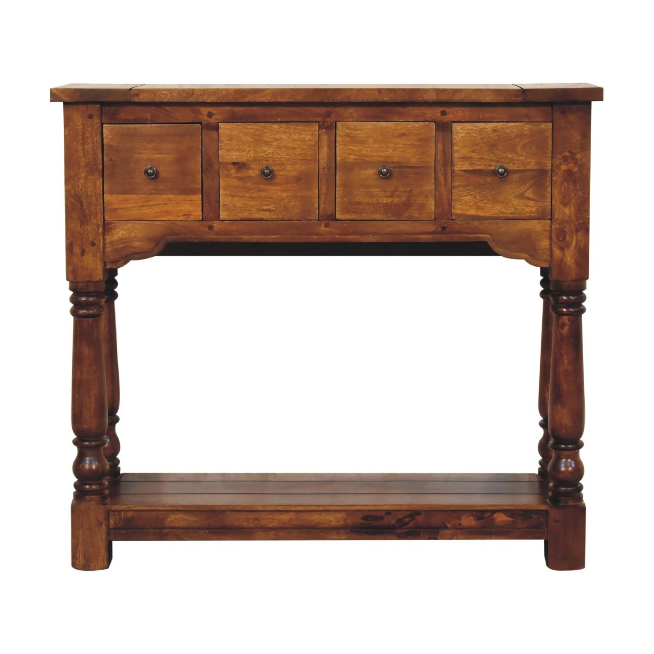 Stół z litego drewna mango – kasztanowy, 100 cm — model IN3305