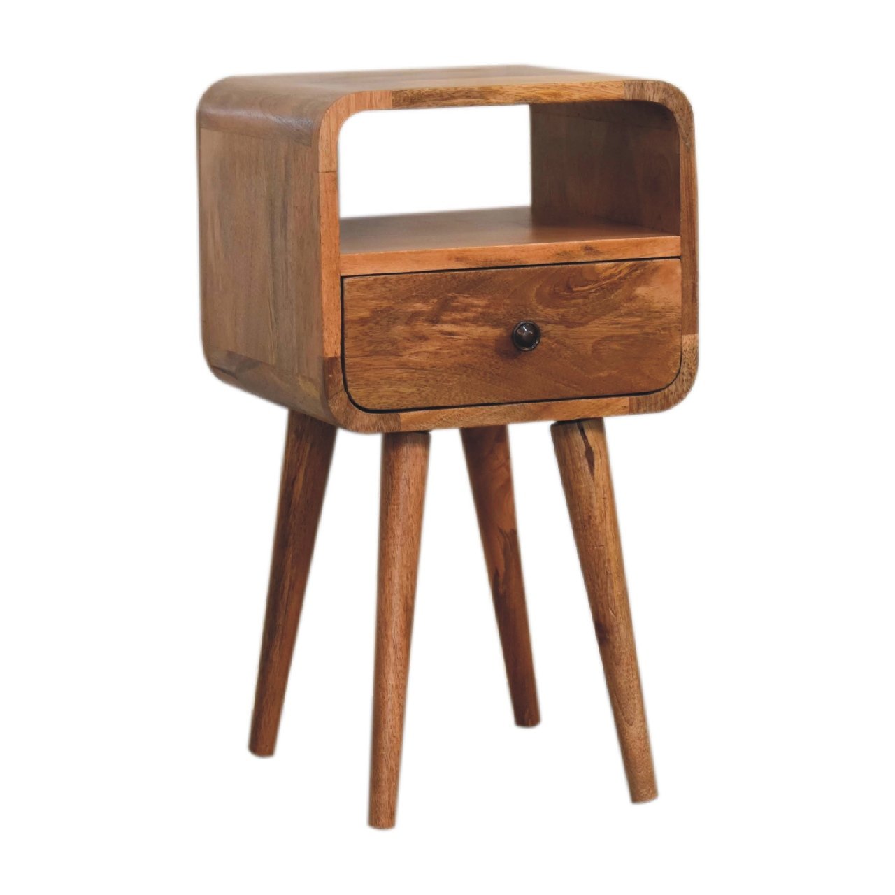 Szafka nocna z litego drewna mango – dębowa, 30 cm — model IN3314 - obrazek 2