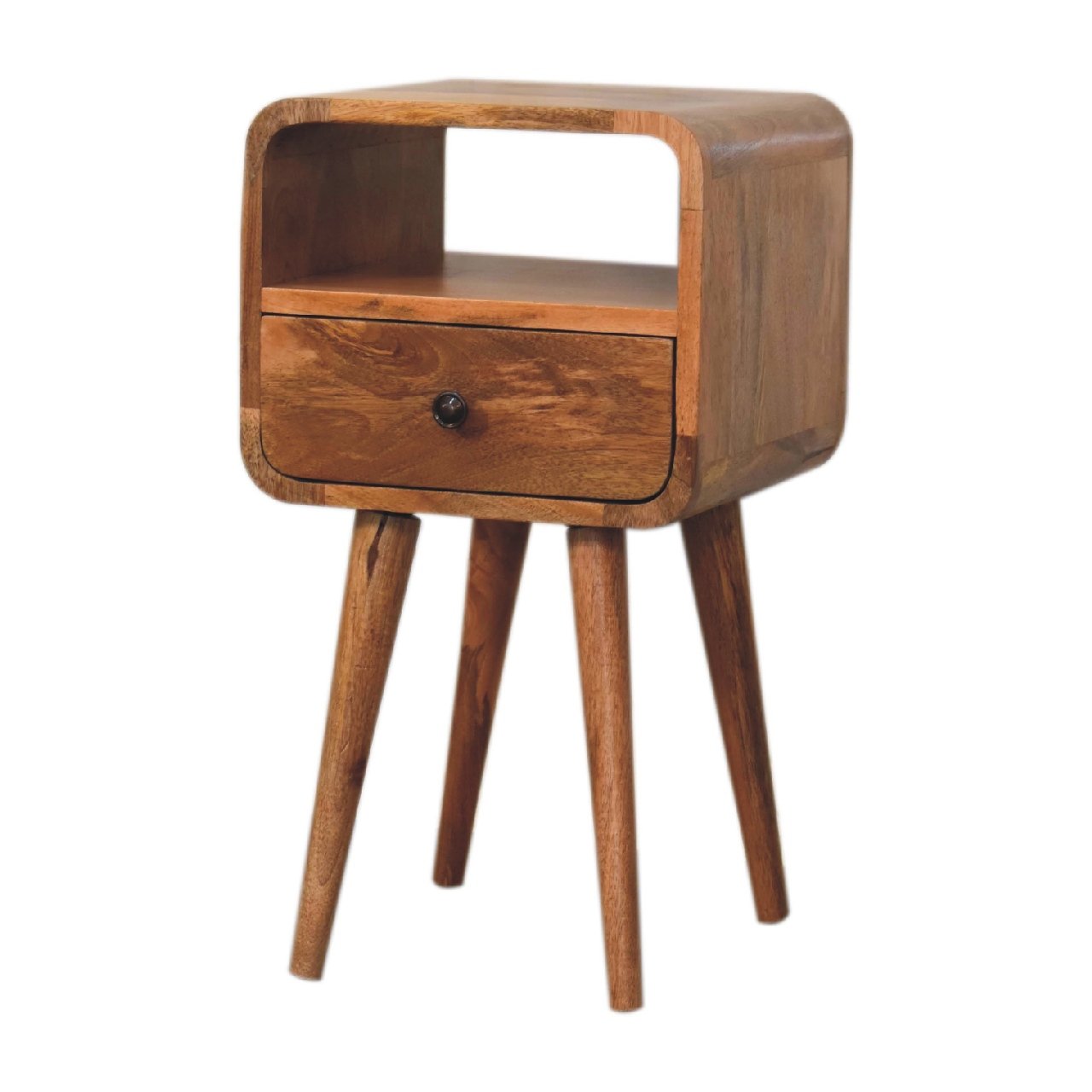 Szafka nocna z litego drewna mango – dębowa, 30 cm — model IN3314 - obrazek 3