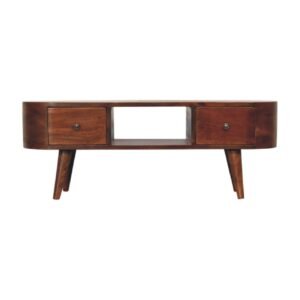 Szafka RTV z litego drewna mango – kasztanowa, 100 cm — model IN3315