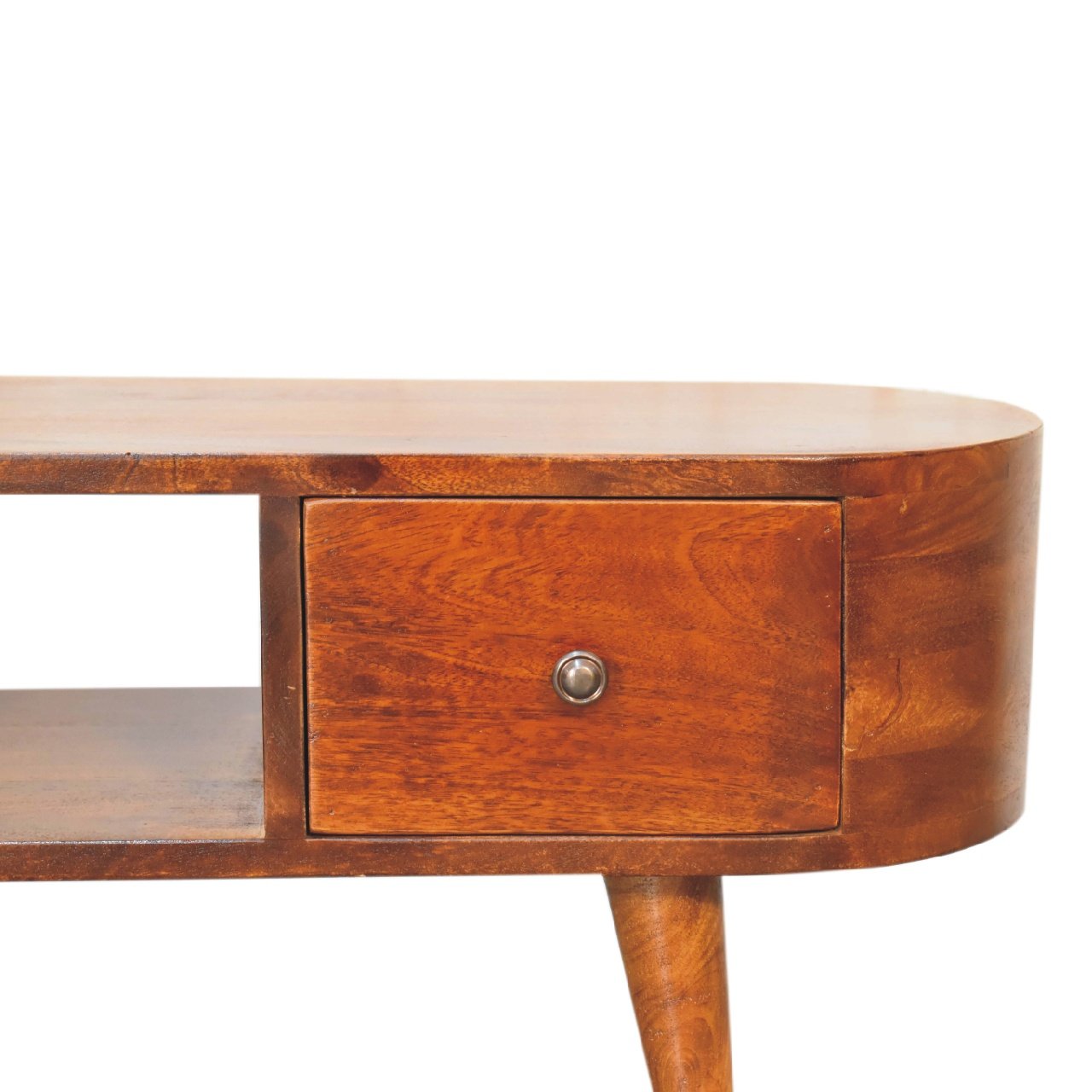 Szafka RTV z litego drewna mango – kasztanowa, 100 cm — model IN3315 - obrazek 4