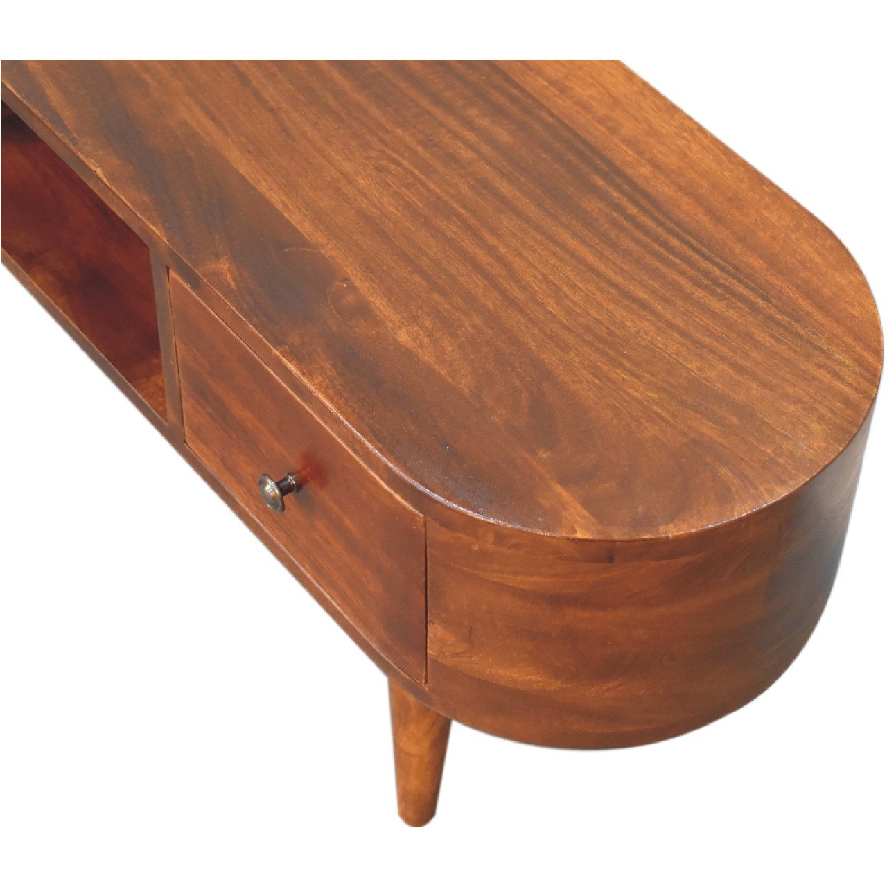 Szafka RTV z litego drewna mango – kasztanowa, 100 cm — model IN3315 - obrazek 5