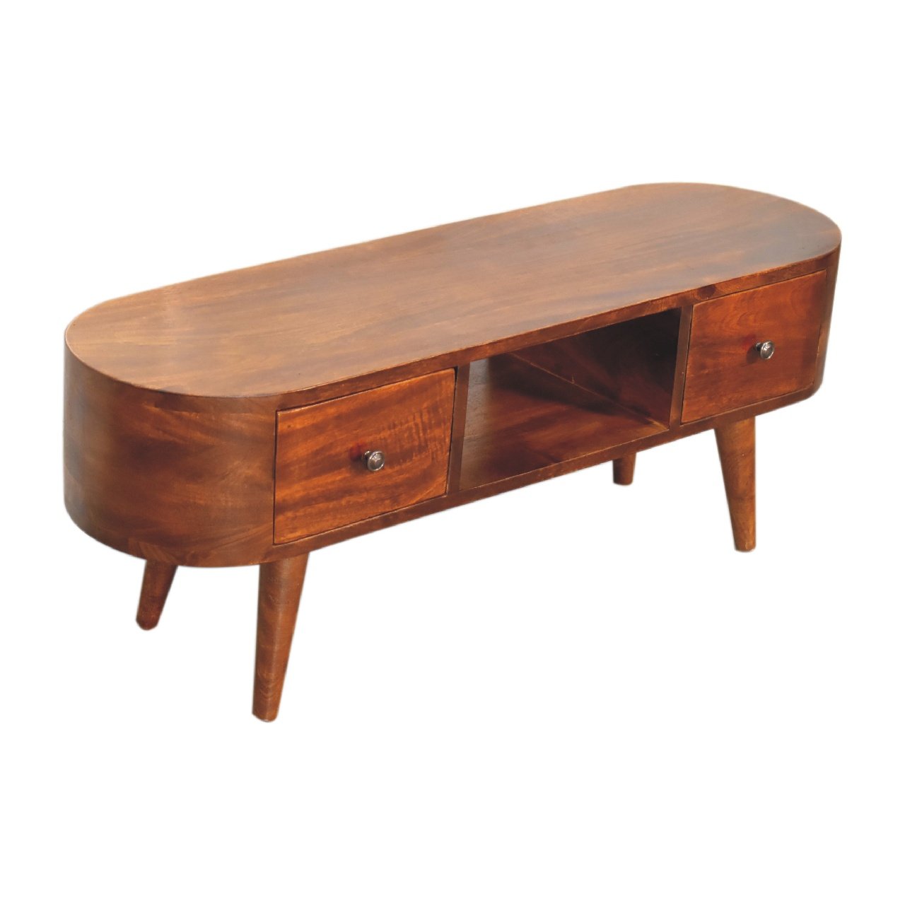 Szafka RTV z litego drewna mango – kasztanowa, 100 cm — model IN3315 - obrazek 7