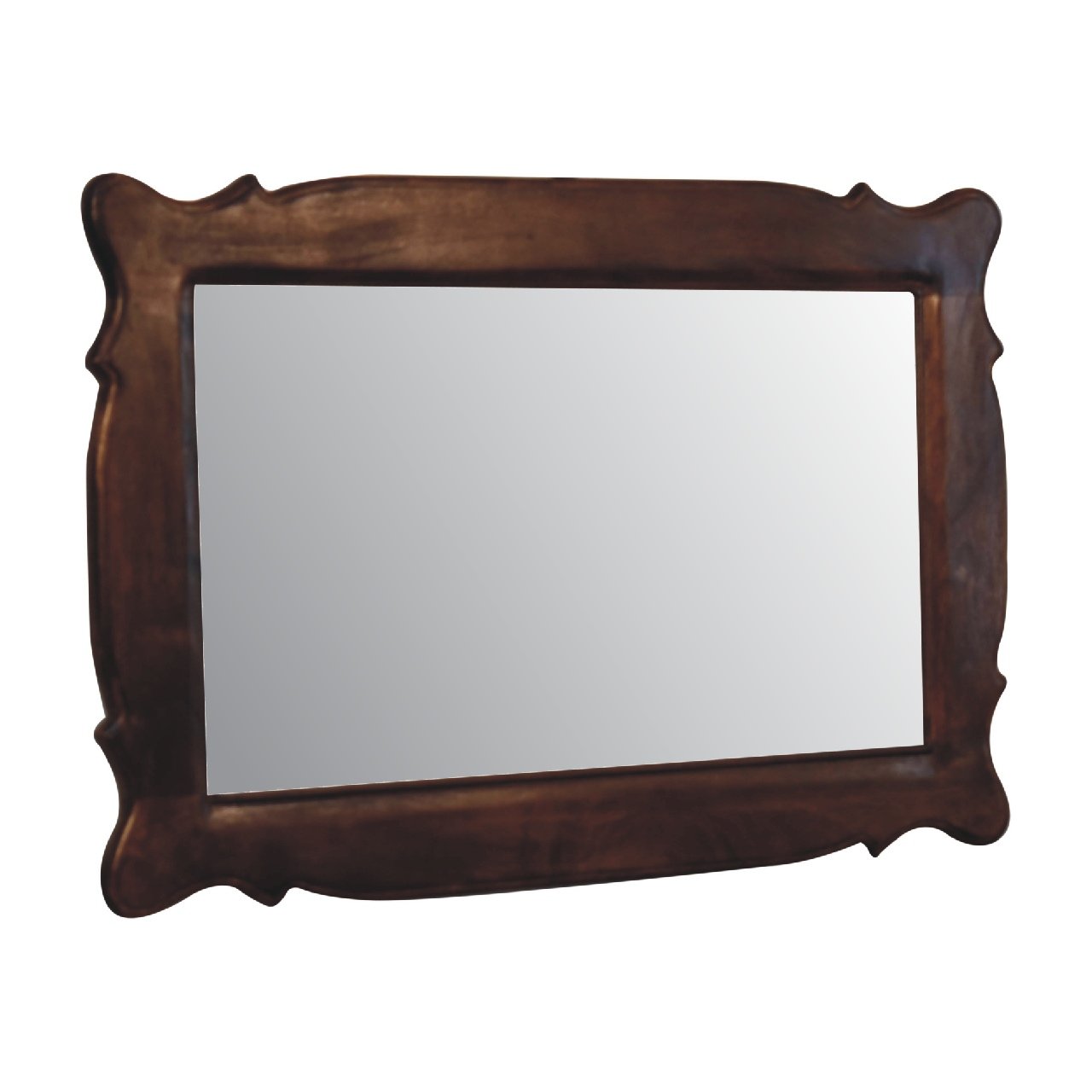 Lustro z litego drewna mango – kasztanowe, 90 cm