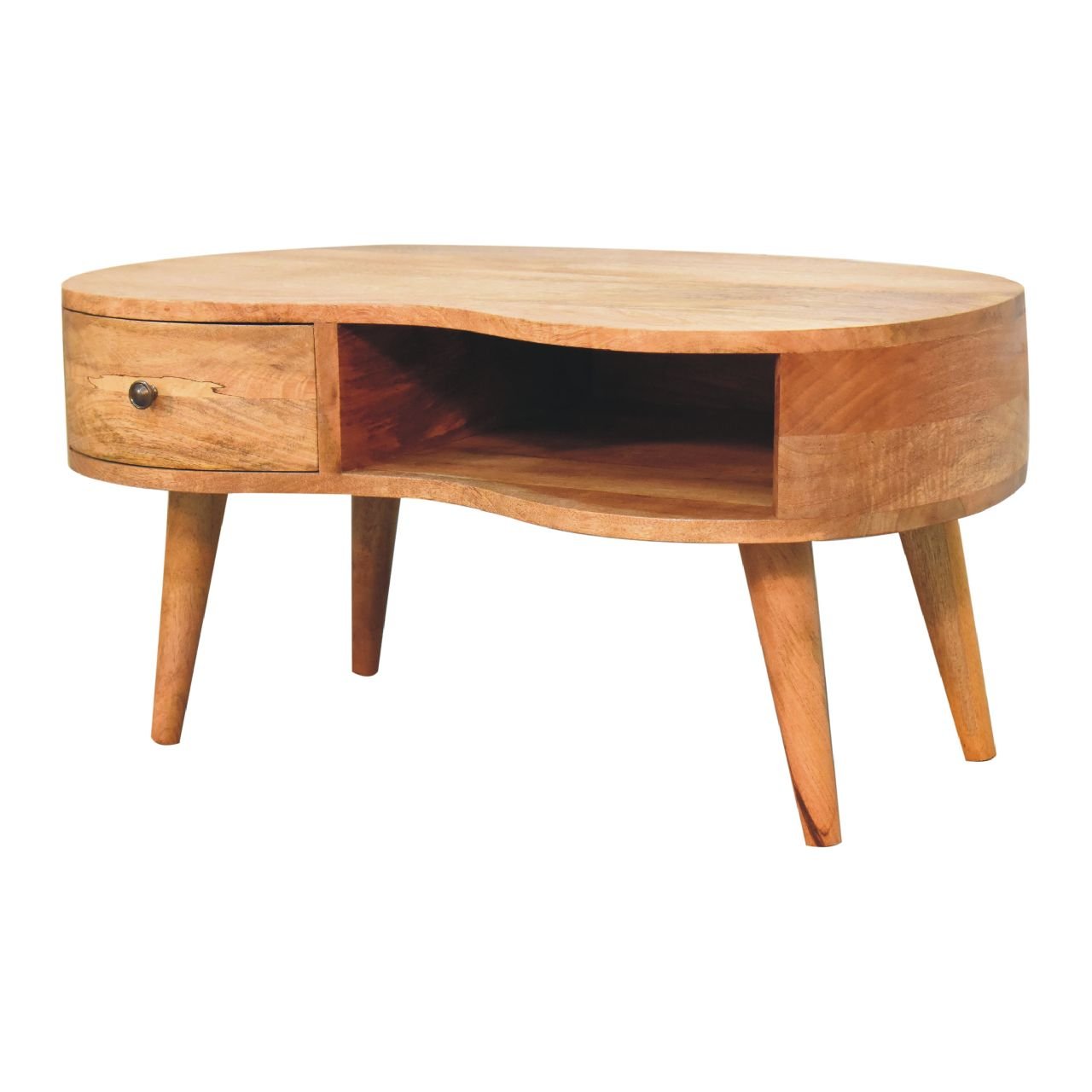 Stolik kawowy z litego drewna mango – dębowy, 80 cm — model IN3319 - Image 2