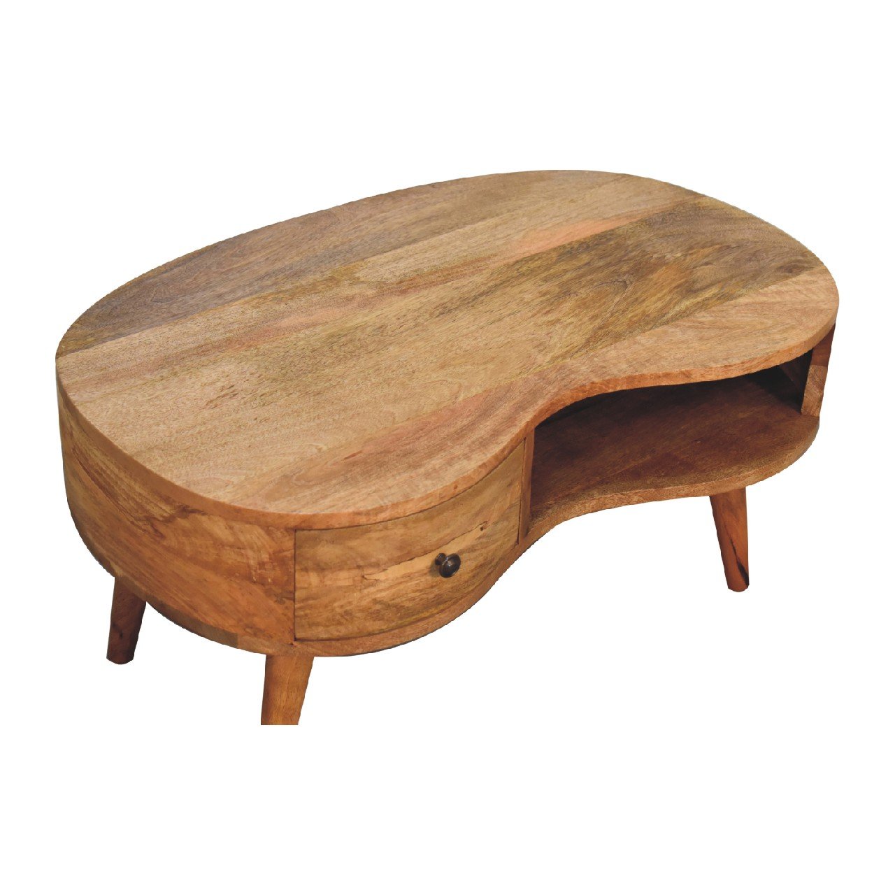 Stolik kawowy z litego drewna mango – dębowy, 80 cm — model IN3319 - Image 5