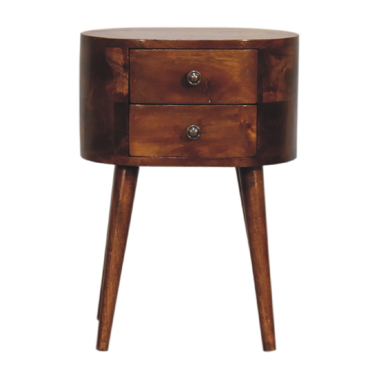 Szafka nocna z litego drewna mango – kasztanowa, 35 cm — model IN3331