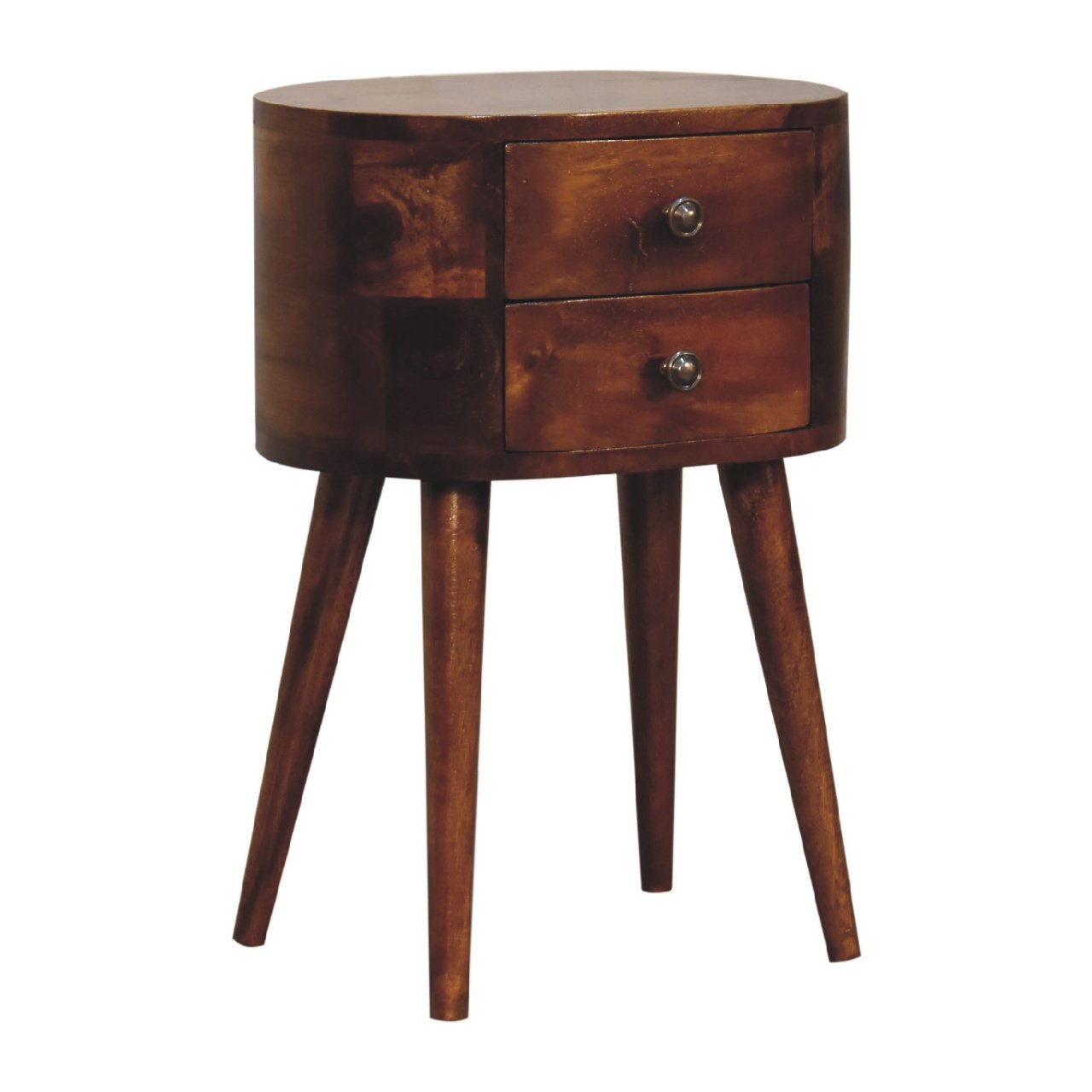Szafka nocna z litego drewna mango – kasztanowa, 35 cm — model IN3331 - obrazek 3