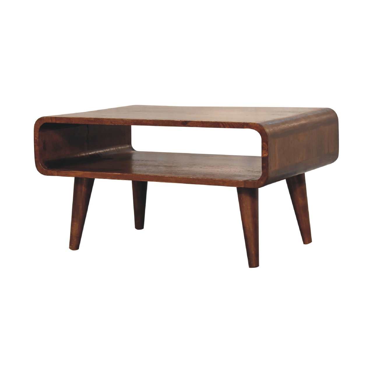 Szafka RTV z litego drewna mango – kasztanowa, 65 cm - obrazek 3