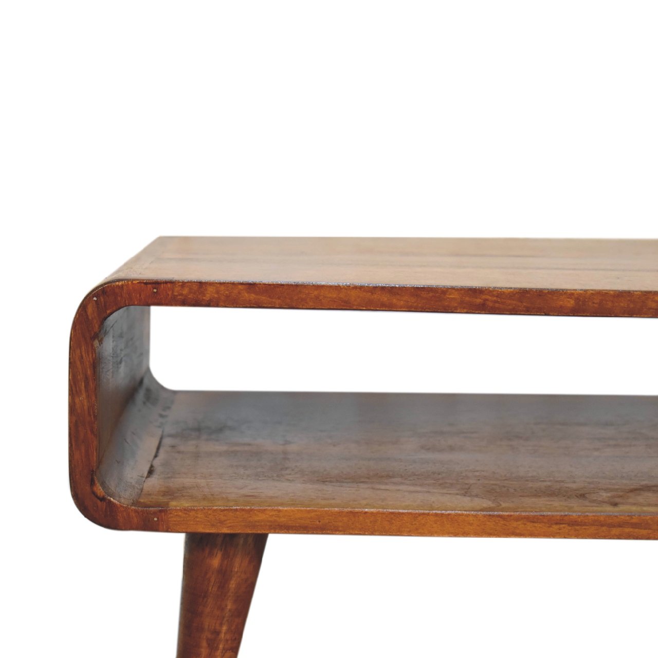 Szafka RTV z litego drewna mango – kasztanowa, 65 cm - obrazek 4