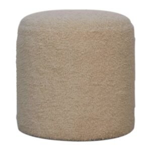 Pufa z drewna i tkaniny bouclé – 37 cm