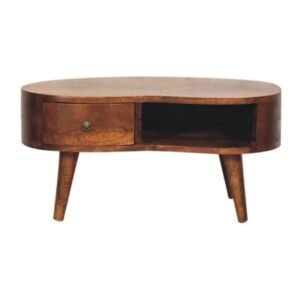 Stolik kawowy z litego drewna mango – kasztanowy, 70 cm