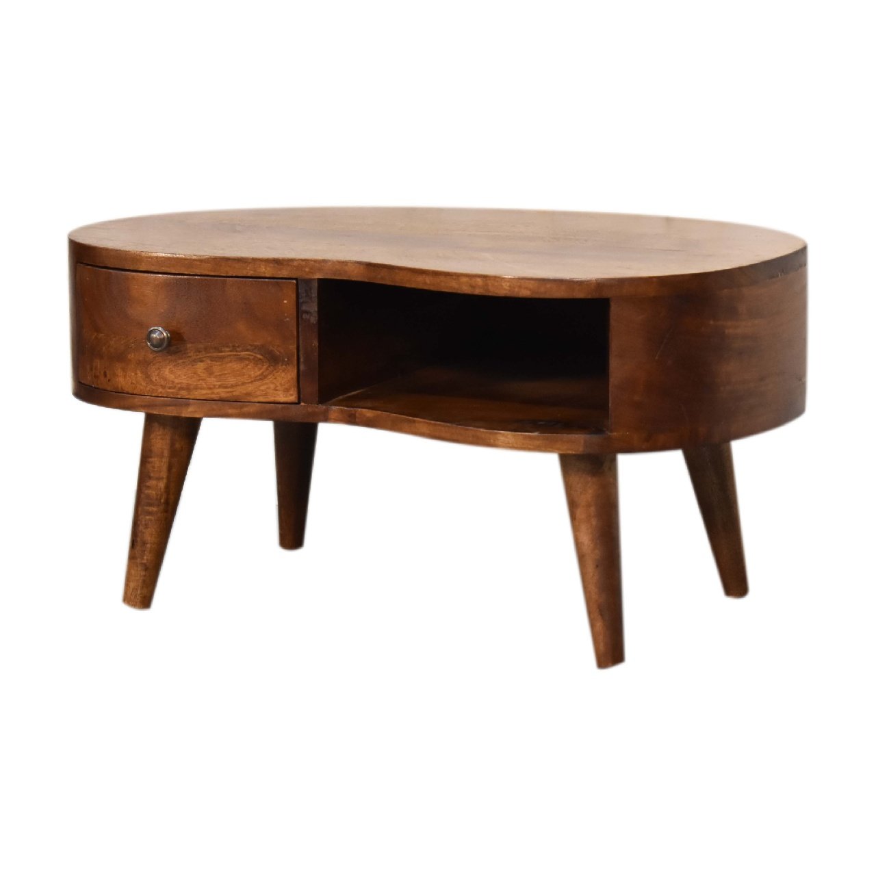 Stolik kawowy z litego drewna mango – kasztanowy, 70 cm - Image 2