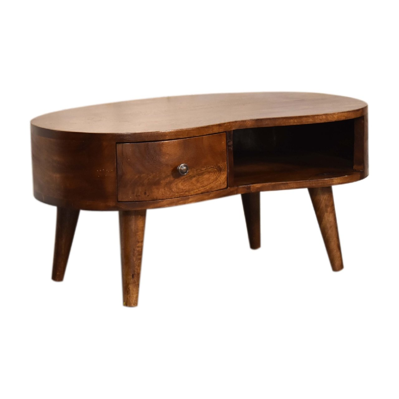 Stolik kawowy z litego drewna mango – kasztanowy, 70 cm - Image 3