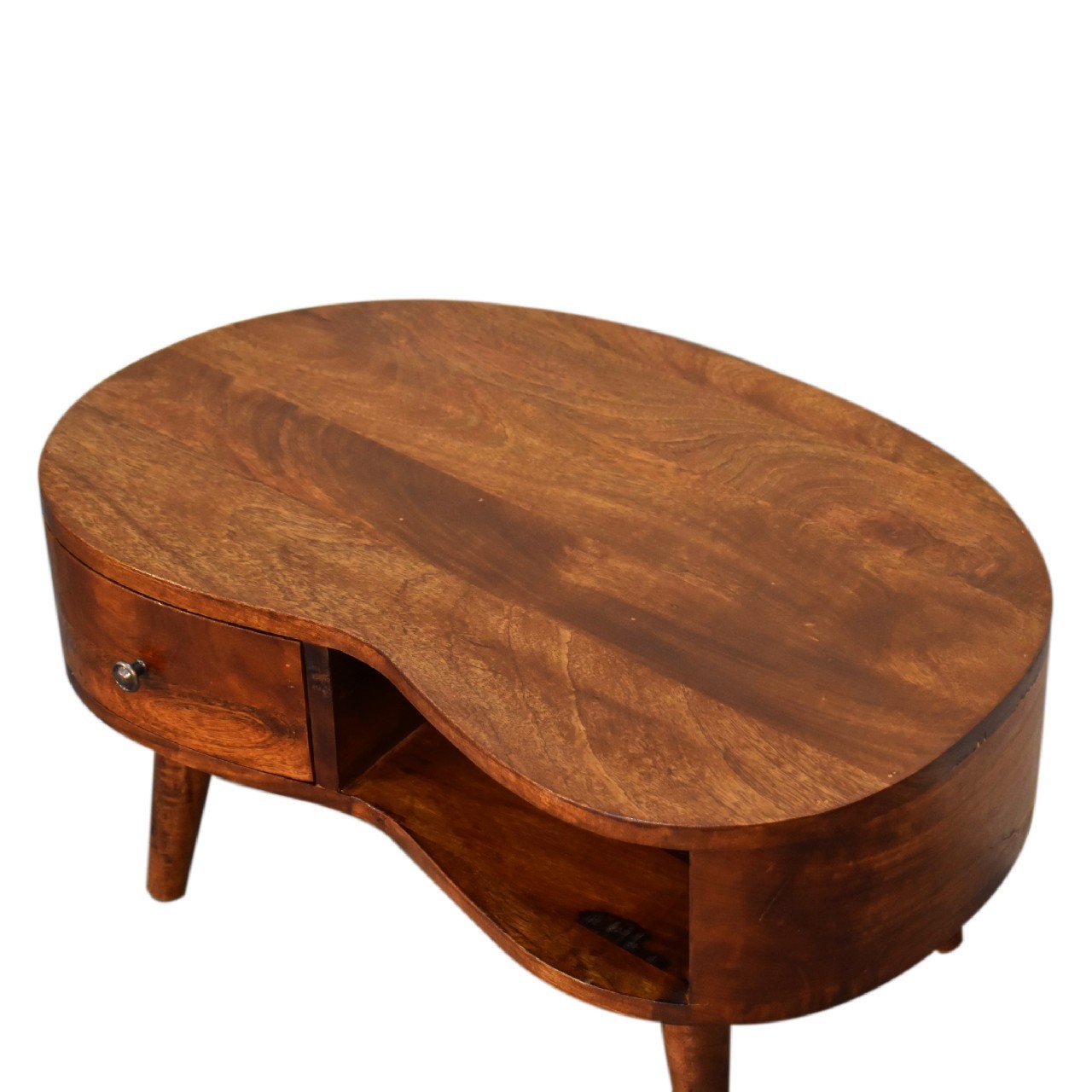 Stolik kawowy z litego drewna mango – kasztanowy, 70 cm - Image 5