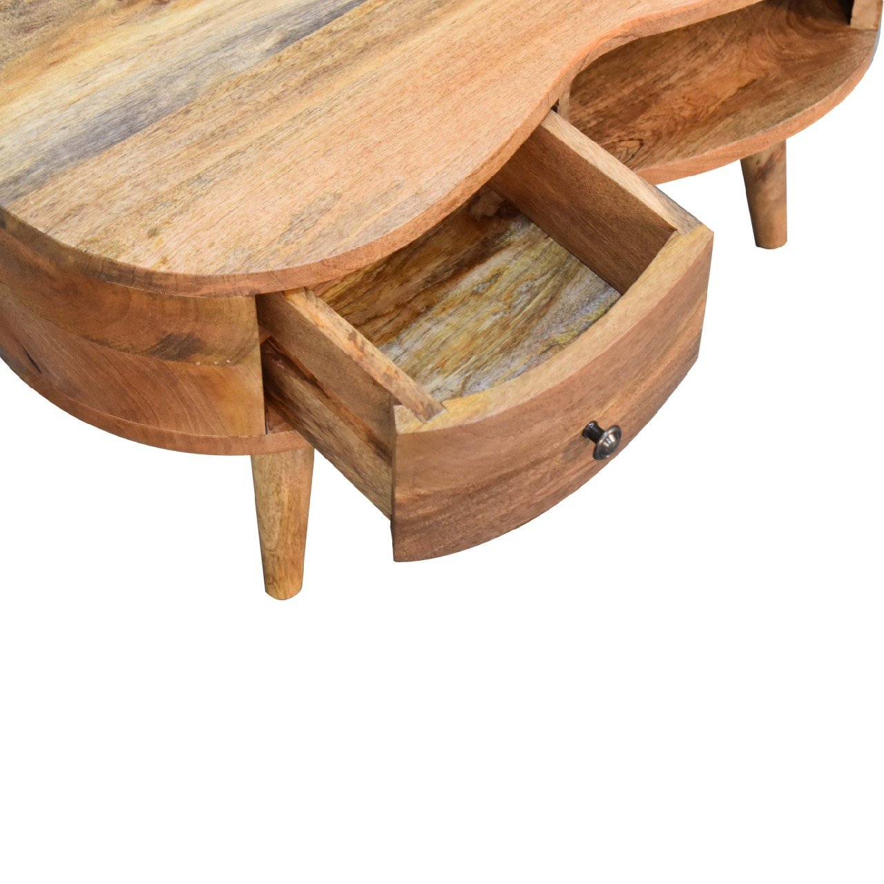 Stolik kawowy z litego drewna mango – dębowy, 70 cm - Image 6