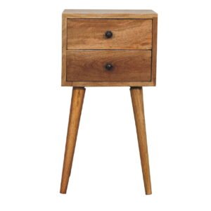 Szafka nocna z litego drewna mango – dębowa, 30 cm — model IN3354