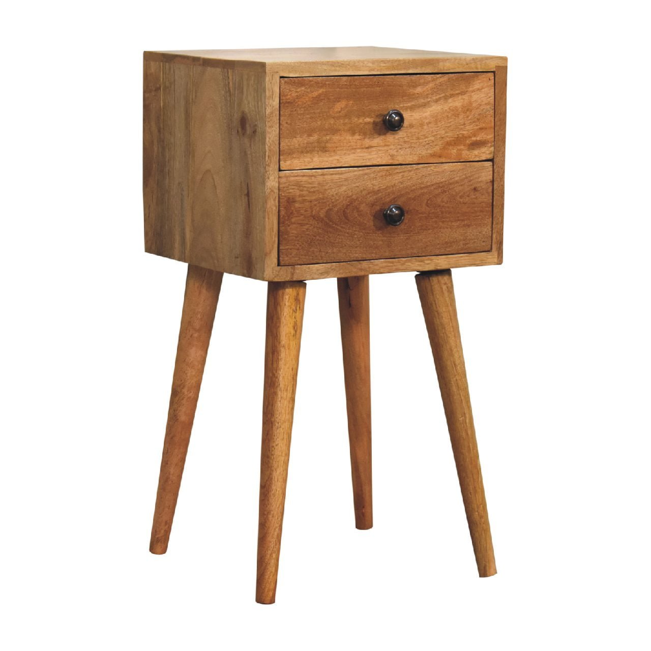 Szafka nocna z litego drewna mango – dębowa, 30 cm — model IN3354 - obrazek 3