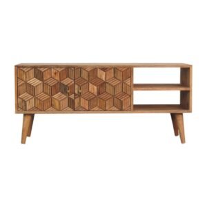 Szafka RTV z litego drewna mango – dębowa, 110 cm — model IN3367