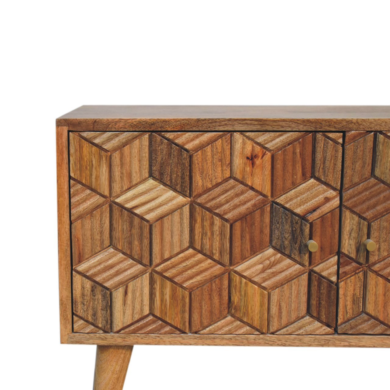 Szafka RTV z litego drewna mango – dębowa, 110 cm — model IN3367 - obrazek 4
