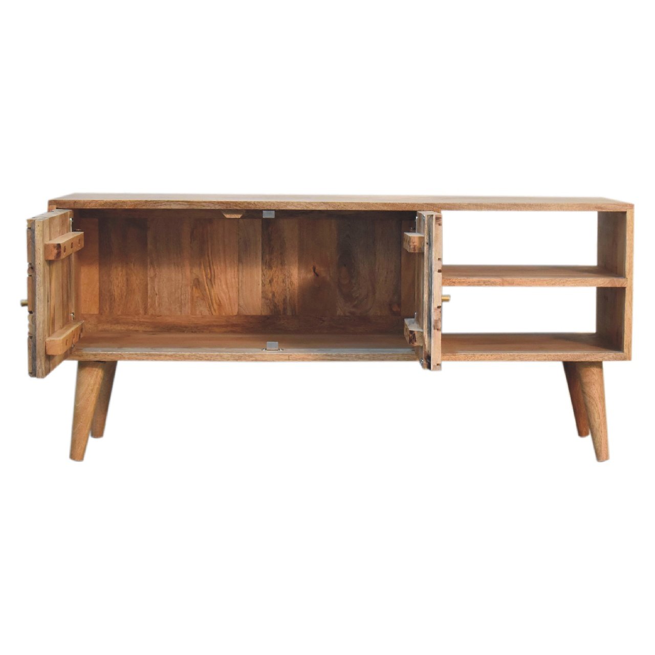 Szafka RTV z litego drewna mango – dębowa, 110 cm — model IN3367 - obrazek 6