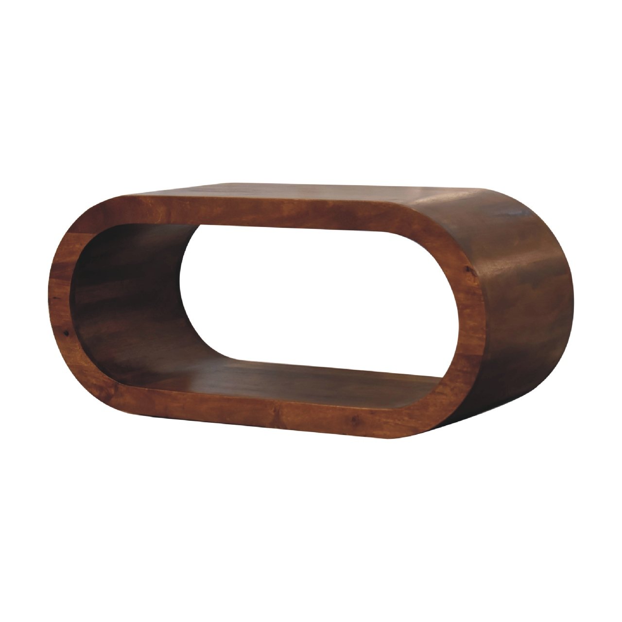 Szafka RTV z litego drewna mango – kasztanowa, 90 cm — model IN3376 - obrazek 2