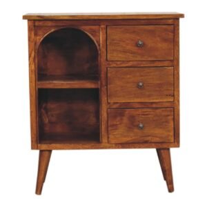 Szafka z litego drewna mango – kasztanowa, 65 cm — model IN3394