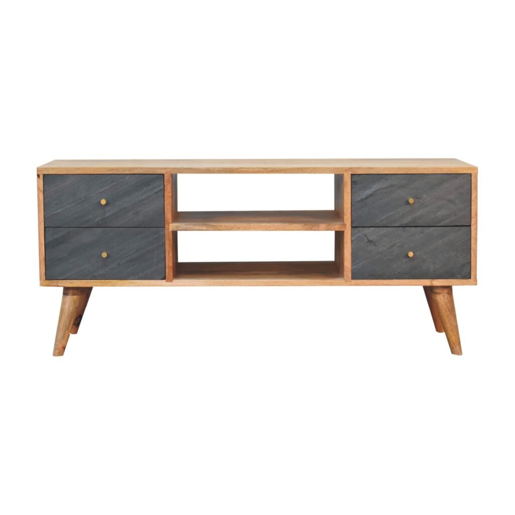 Szafka RTV Artisan IN3395 – lite drewno mango, wykończenie dębowe