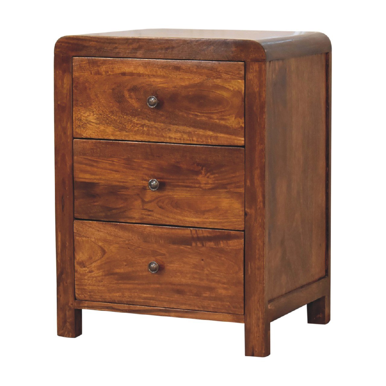 Szafka nocna z litego drewna mango – kasztanowa, 45 cm — model IN3402 - obrazek 2