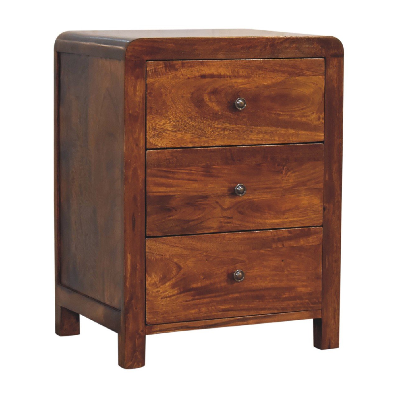 Szafka nocna z litego drewna mango – kasztanowa, 45 cm — model IN3402 - obrazek 3