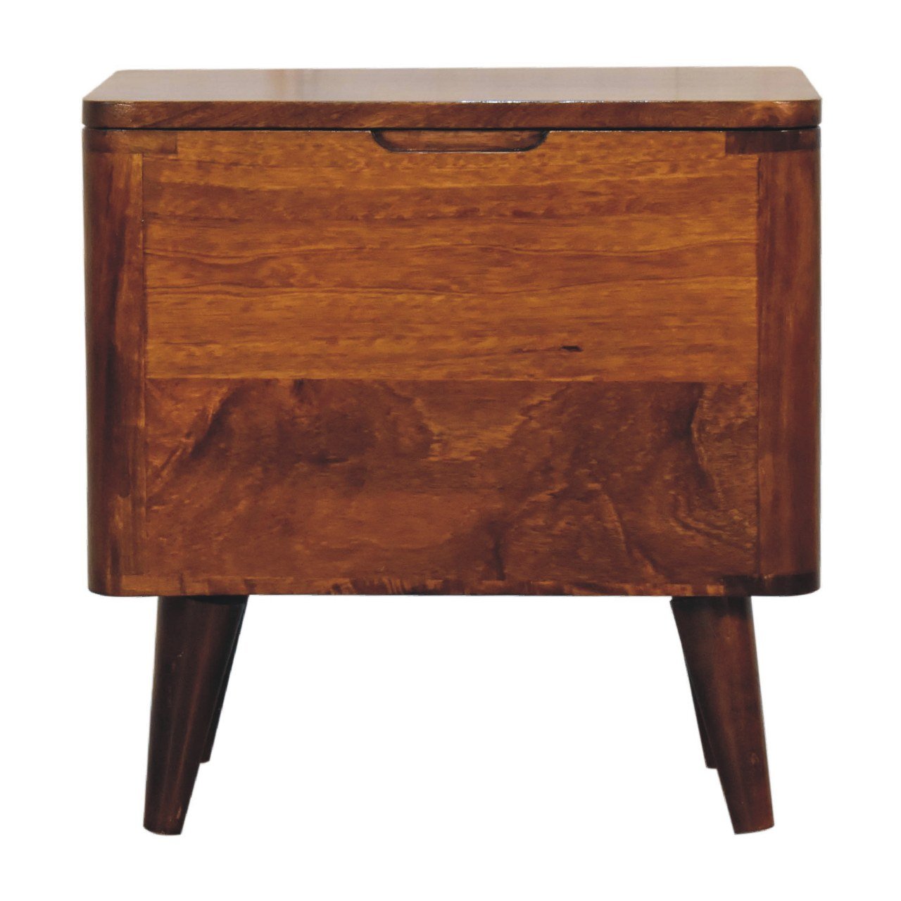 Pufa z litego drewna mango – kasztanowa, 45 cm — model IN3403