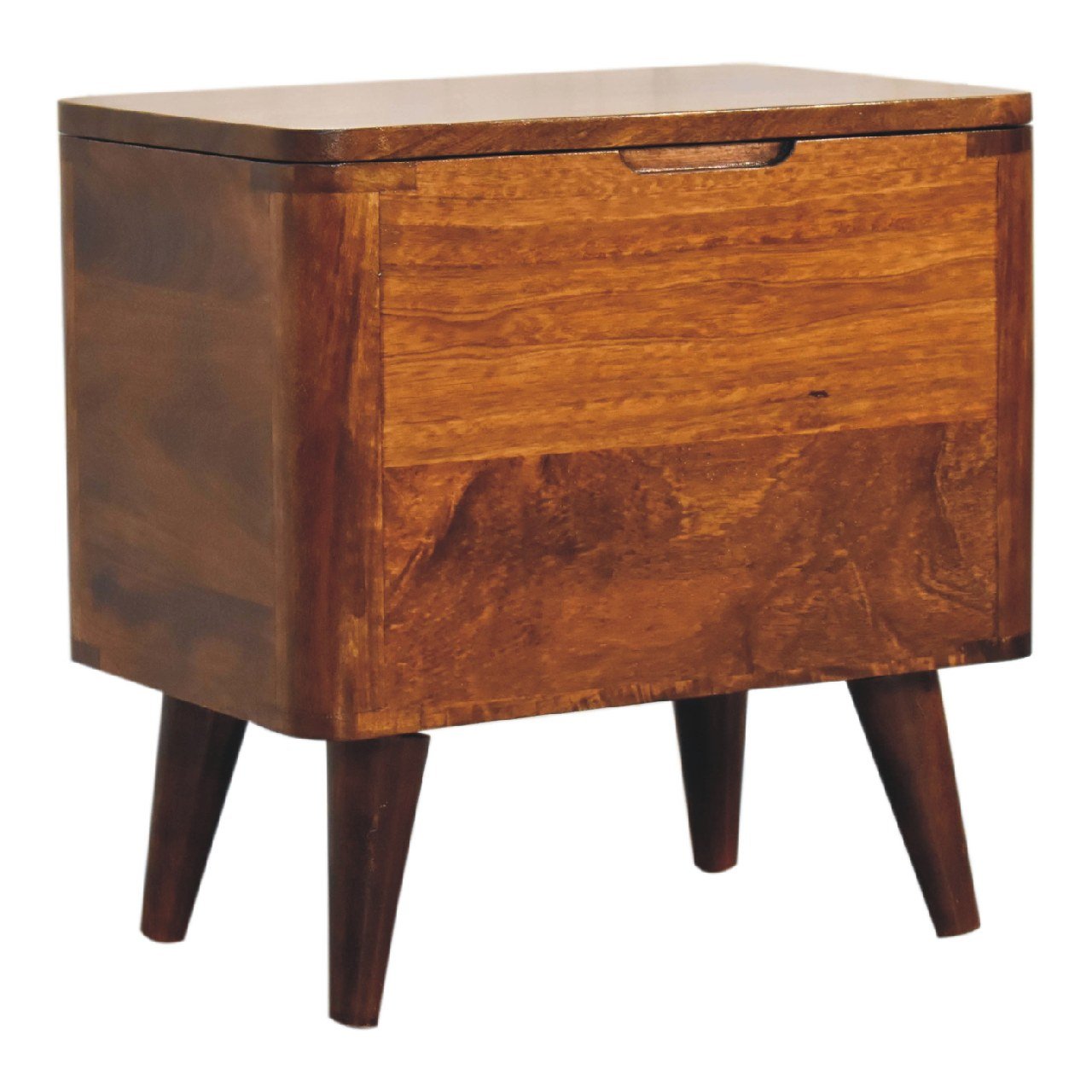 Pufa z litego drewna mango – kasztanowa, 45 cm — model IN3403 - Image 2