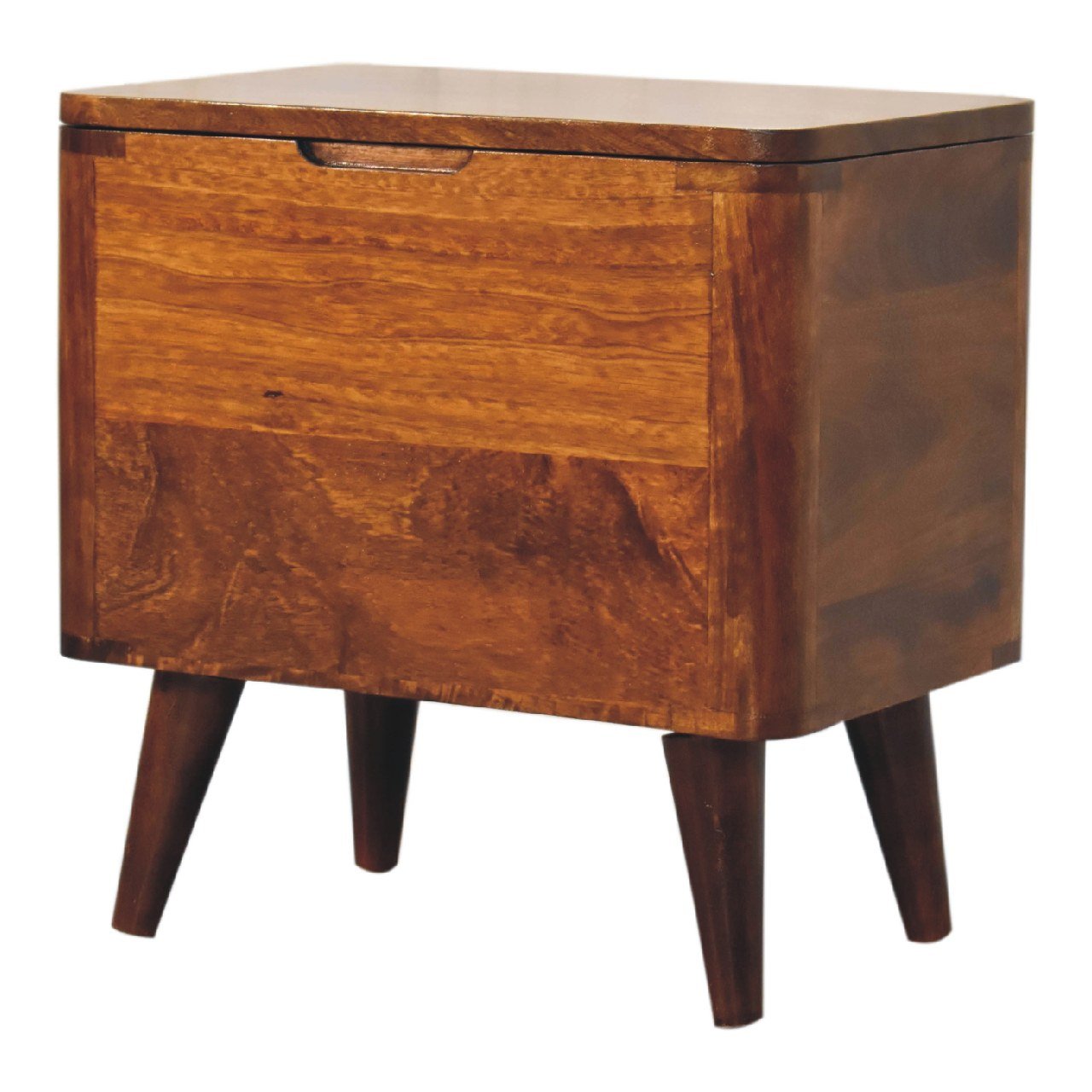 Pufa z litego drewna mango – kasztanowa, 45 cm — model IN3403 - Image 3