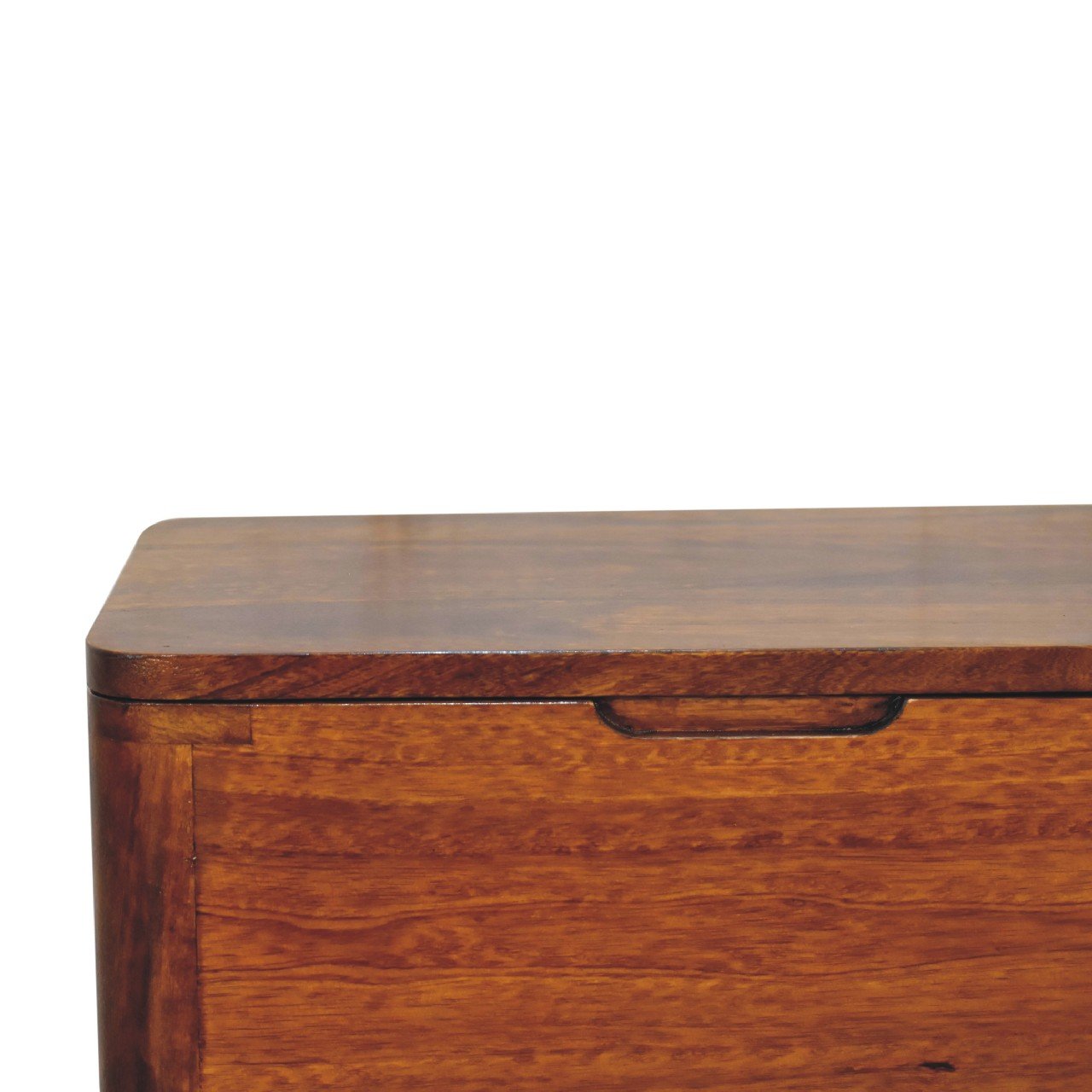 Pufa z litego drewna mango – kasztanowa, 45 cm — model IN3403 - Image 5