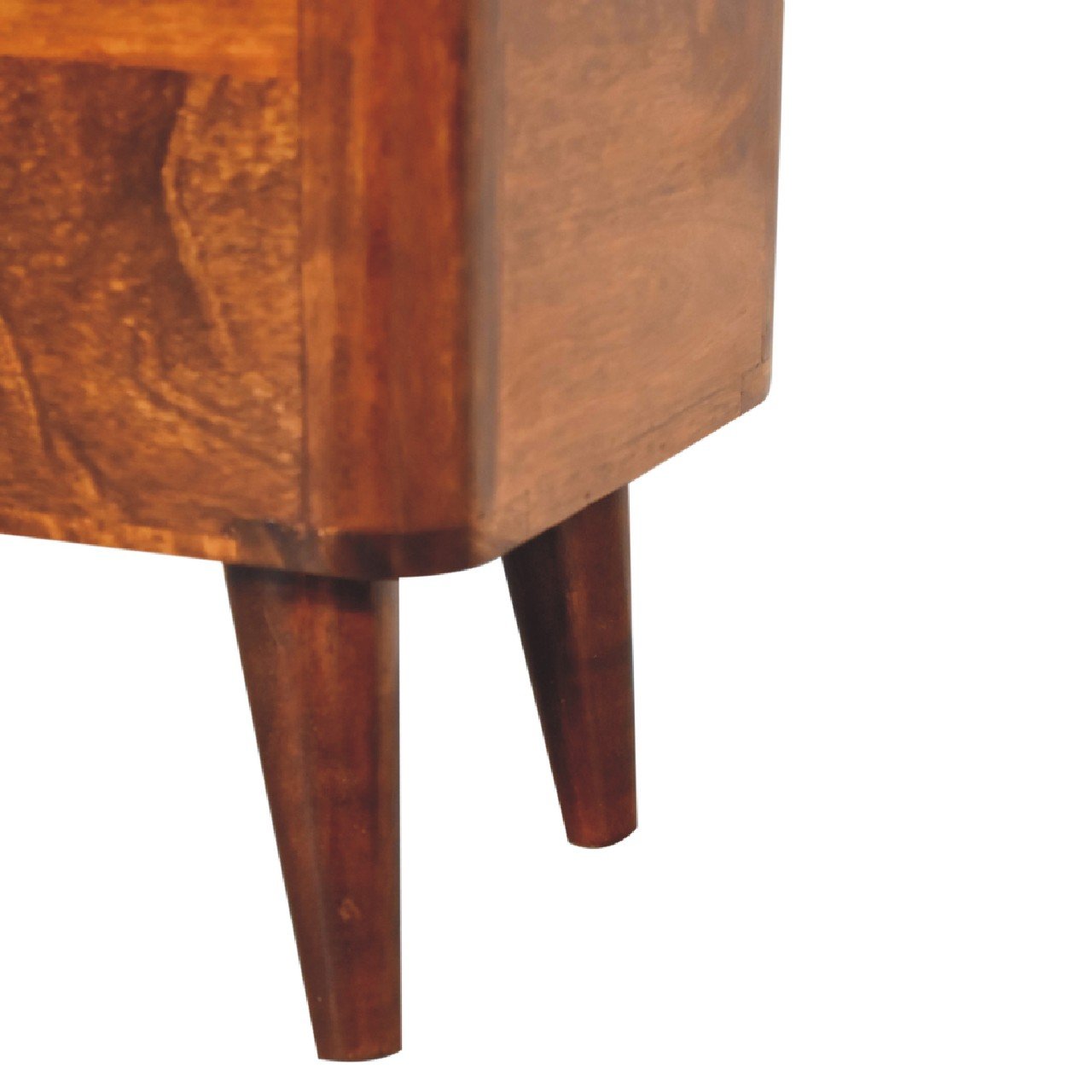 Pufa z litego drewna mango – kasztanowa, 45 cm — model IN3403 - Image 8