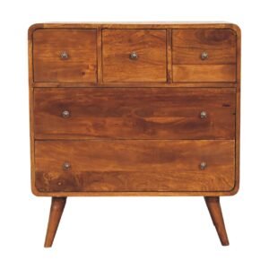 Komoda z litego drewna mango – kasztanowa, 75 cm — model IN3405