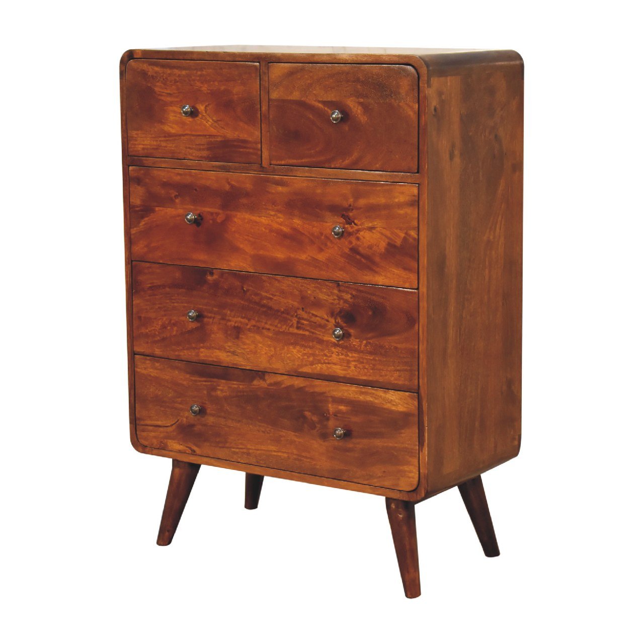 Komoda z litego drewna mango – kasztanowa, 70 cm - obrazek 2