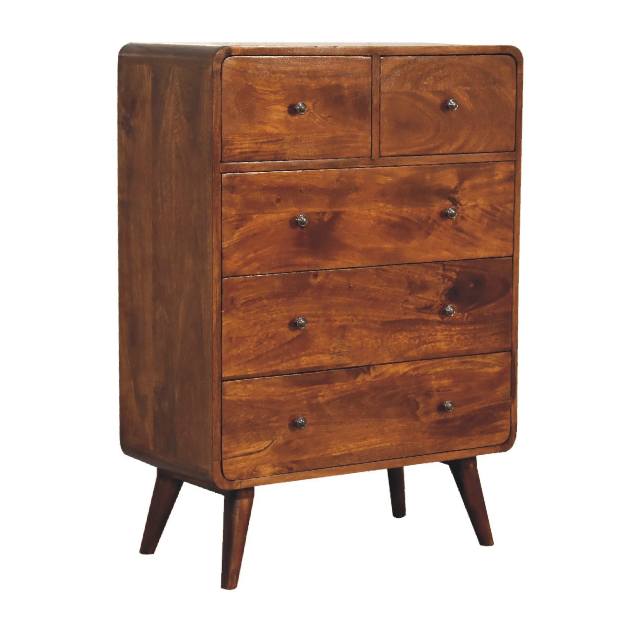 Komoda z litego drewna mango – kasztanowa, 70 cm - obrazek 3