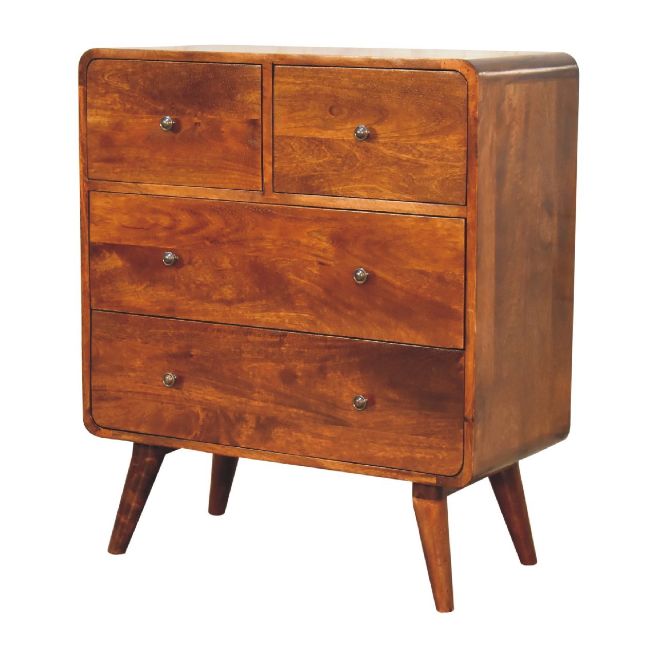 Komoda z litego drewna mango – kasztanowa, 70 cm - obrazek 2