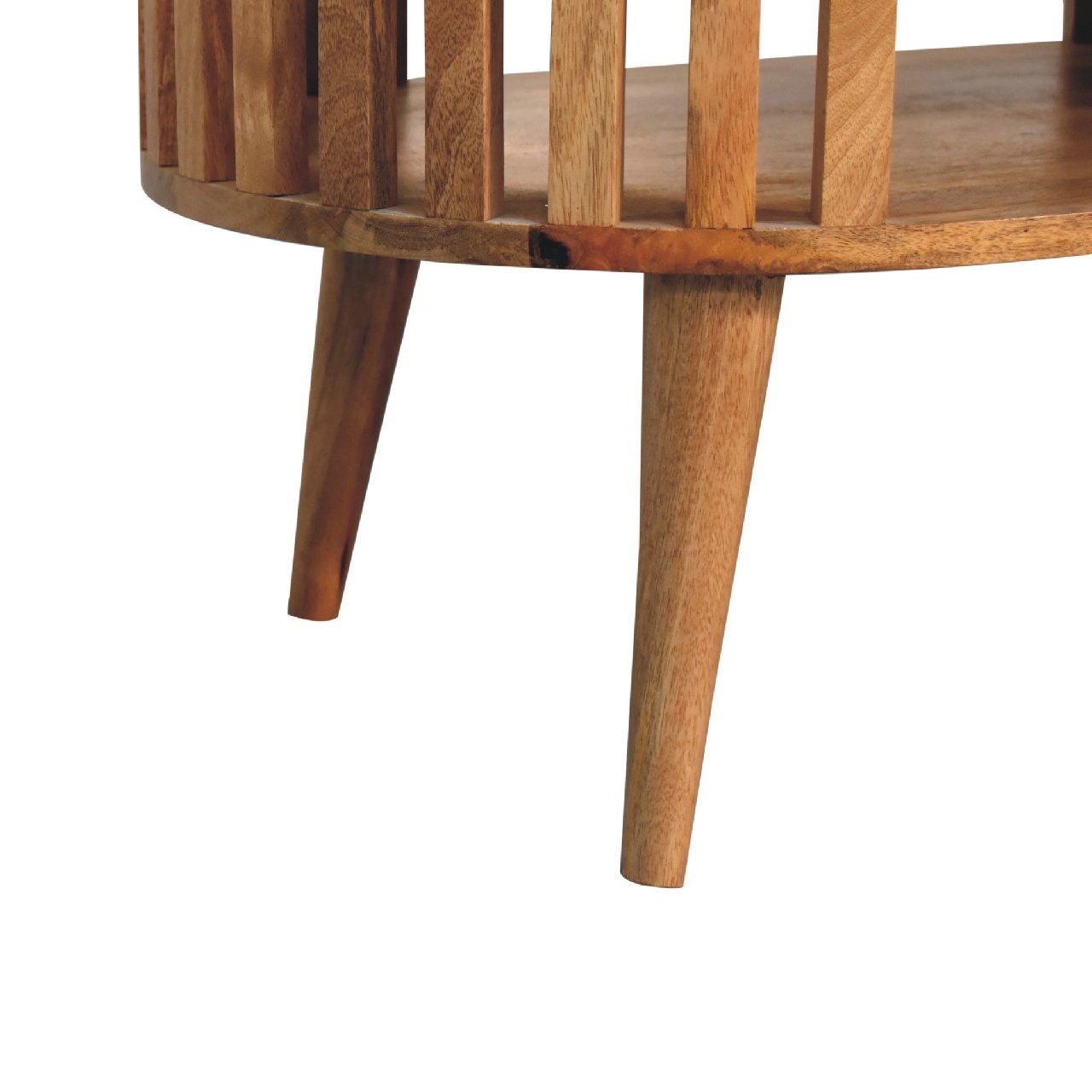 Stolik kawowy z litego drewna mango – dębowy, 80 cm — model IN3418 - obrazek 7