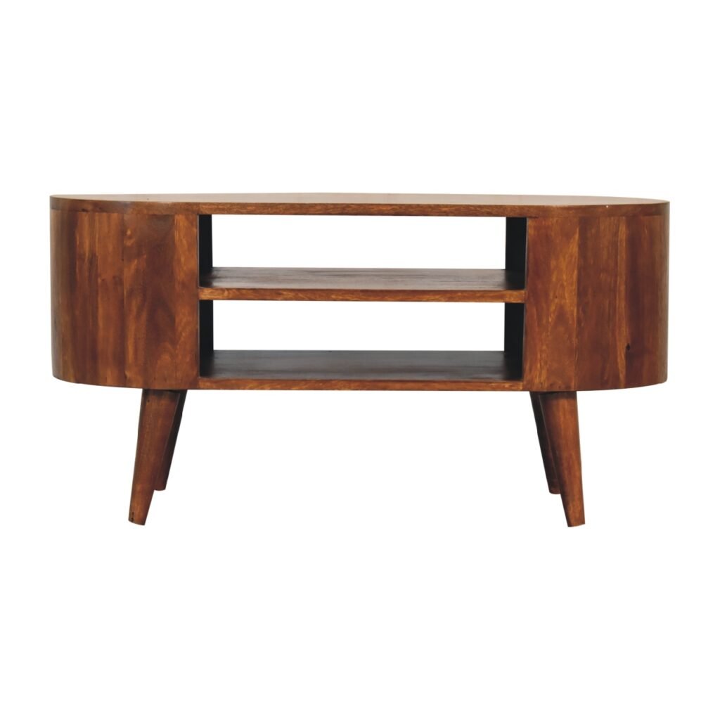 Szafka RTV z litego drewna mango – kasztanowa, 90 cm — model IN3426