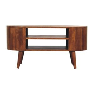 Szafka RTV z litego drewna mango – kasztanowa, 90 cm — model IN3426