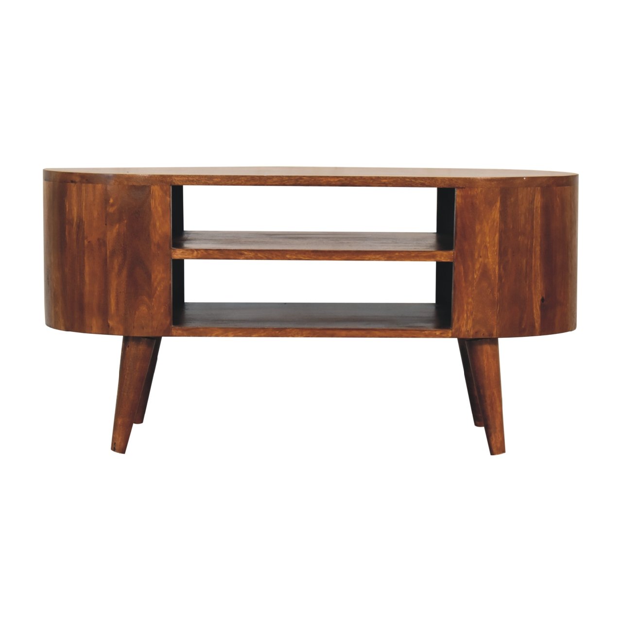 Szafka RTV z litego drewna mango – kasztanowa, 90 cm — model IN3426