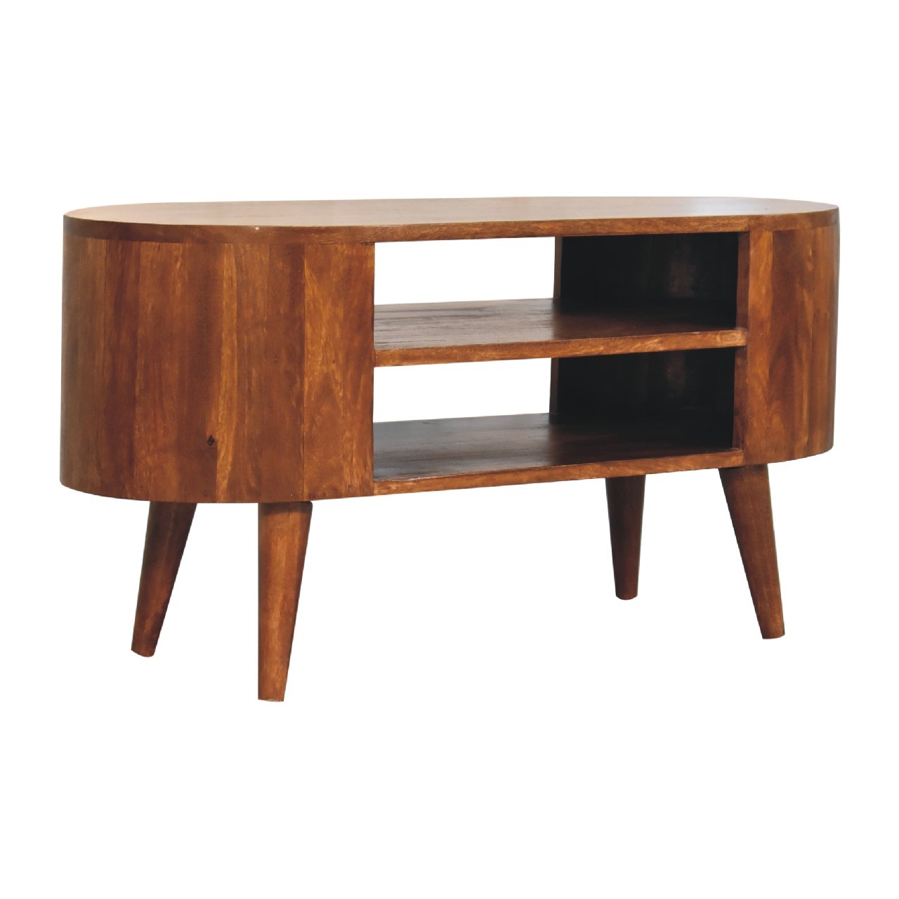 Szafka RTV z litego drewna mango – kasztanowa, 90 cm — model IN3426 - obrazek 3