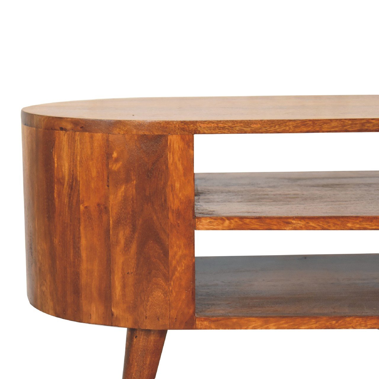 Szafka RTV z litego drewna mango – kasztanowa, 90 cm — model IN3426 - obrazek 4
