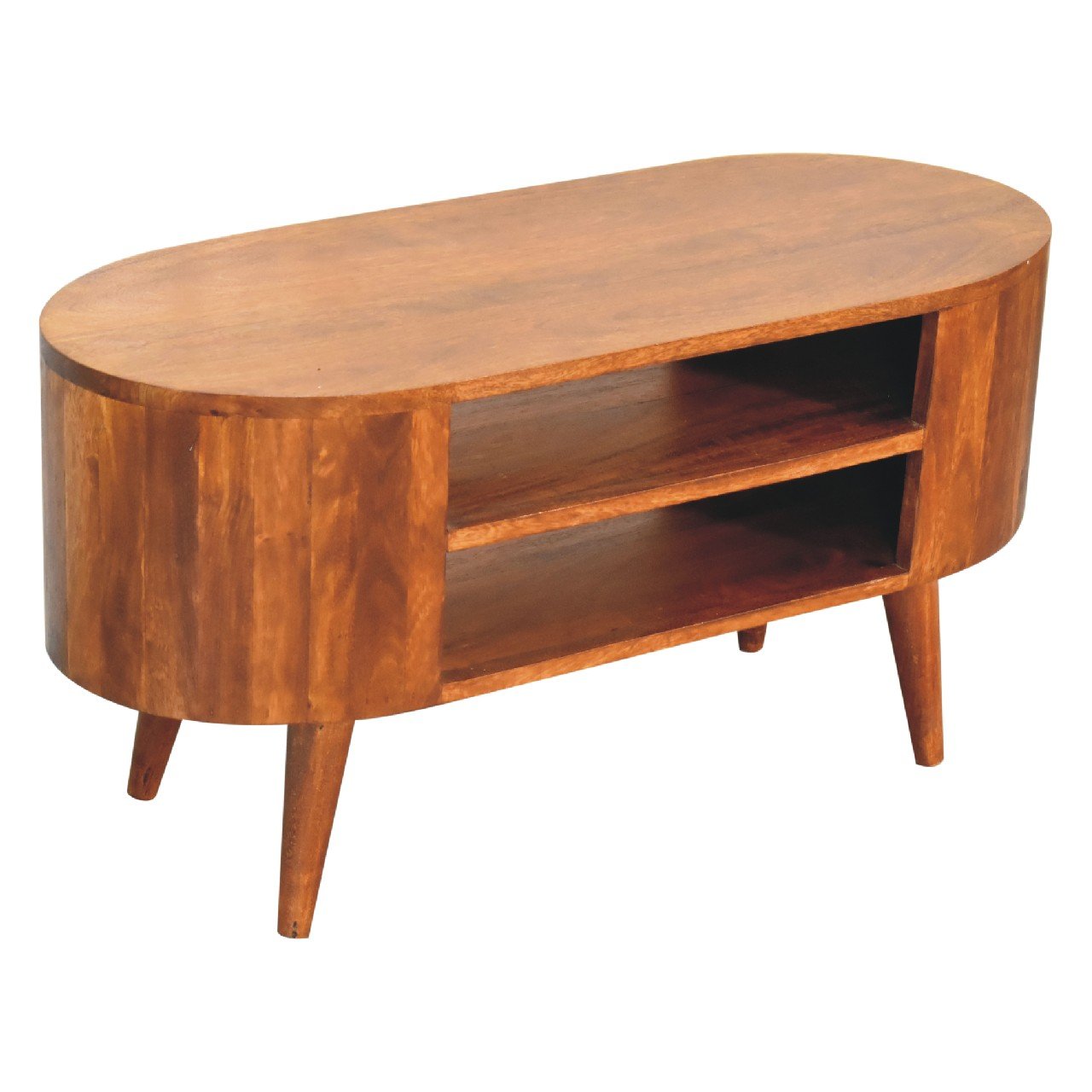 Szafka RTV z litego drewna mango – kasztanowa, 90 cm — model IN3426 - obrazek 5