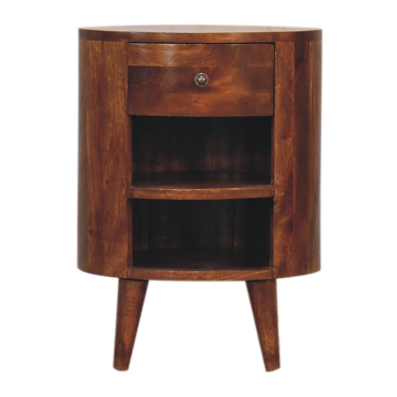 Szafka nocna z litego drewna mango – kasztanowa, 40 cm — model IN3427