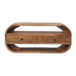 Szafka RTV z litego drewna mango – dębowa, 80 cm