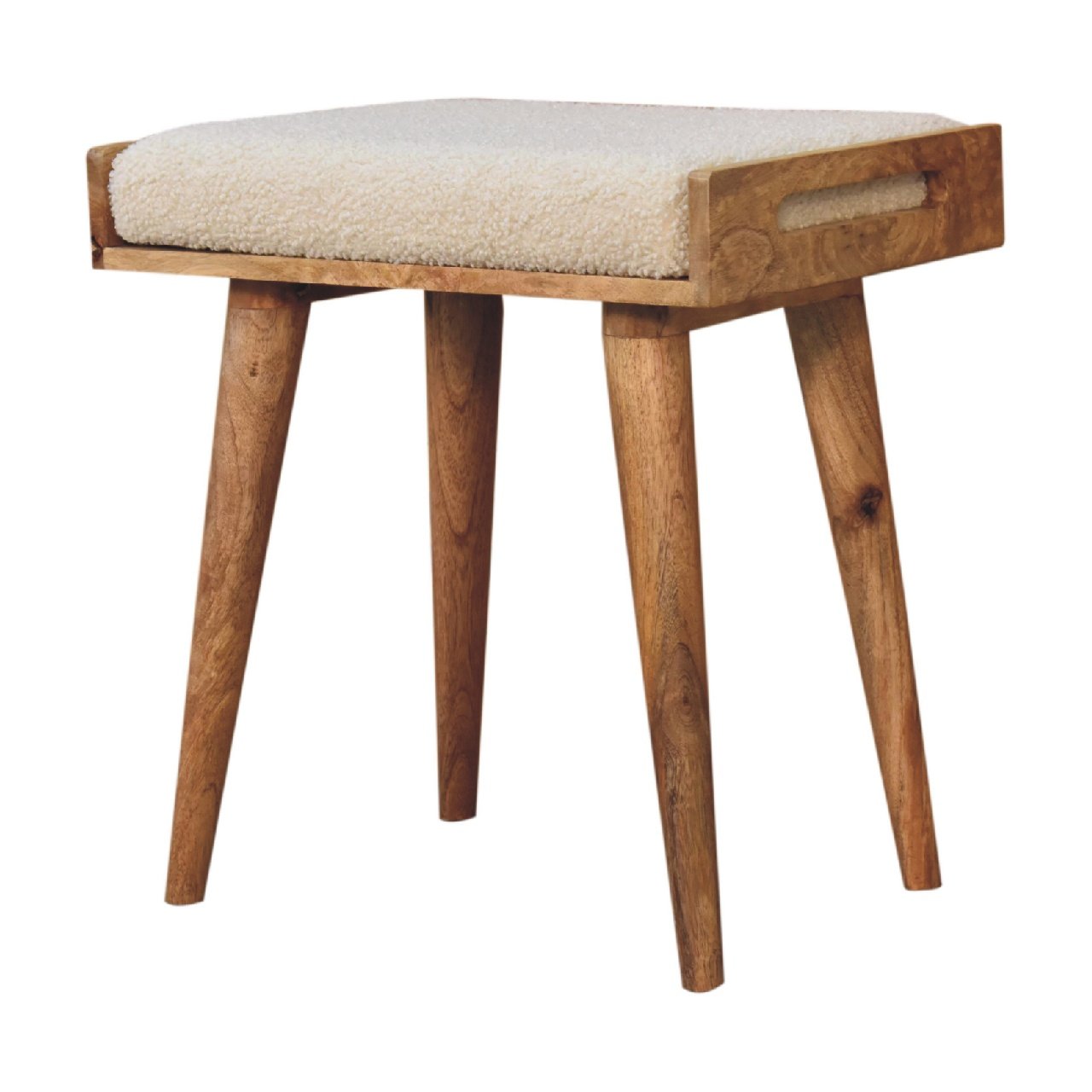 Pufa z litego drewna mango – naturalna, 50 cm - Image 3